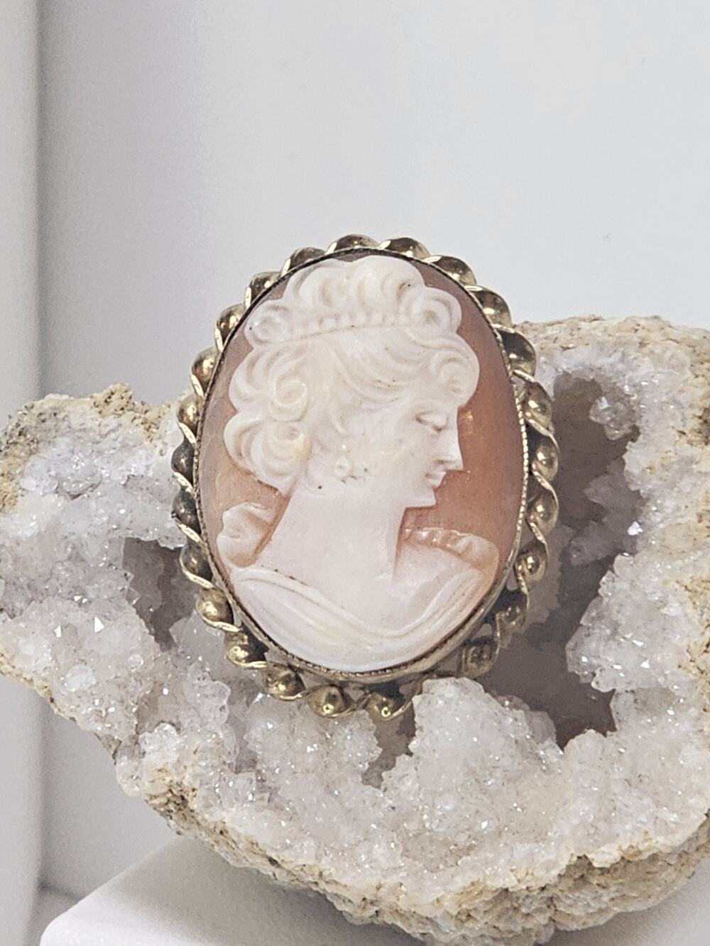 Vintage Gold Filled Cameo Brooch & Pendant Combo